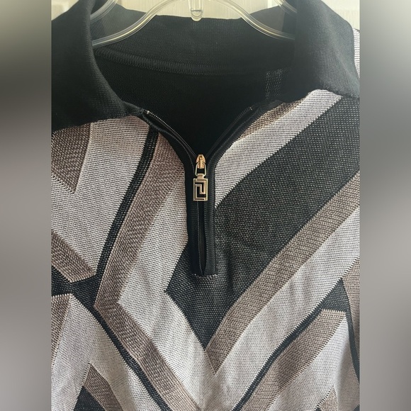 Versace Classic‎ Men’s Tight Knit Classic Retro Pattern 1/4 Zip Polo Medium - Picture 3 of 7